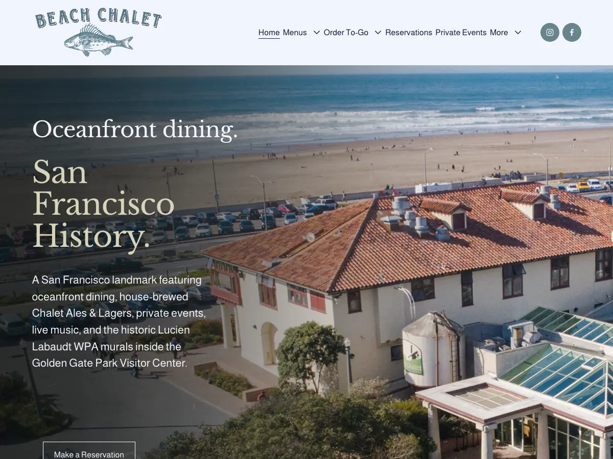 Beach Chalet's website