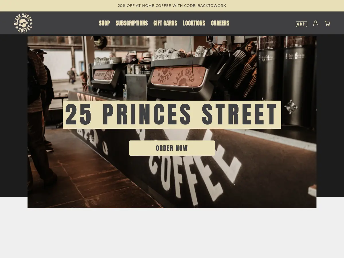 Black Sheep Coffee's website