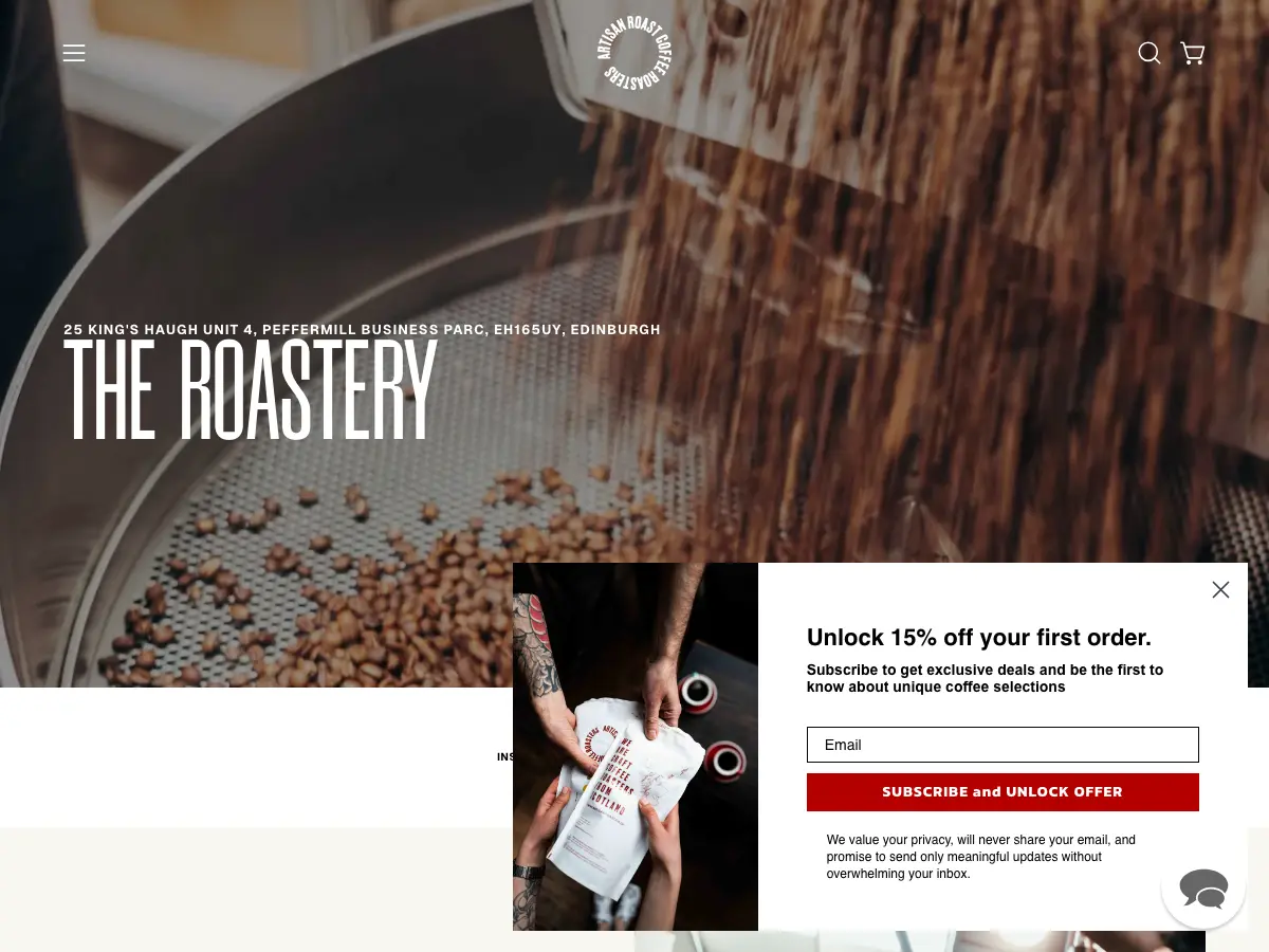Artisan Roast's website