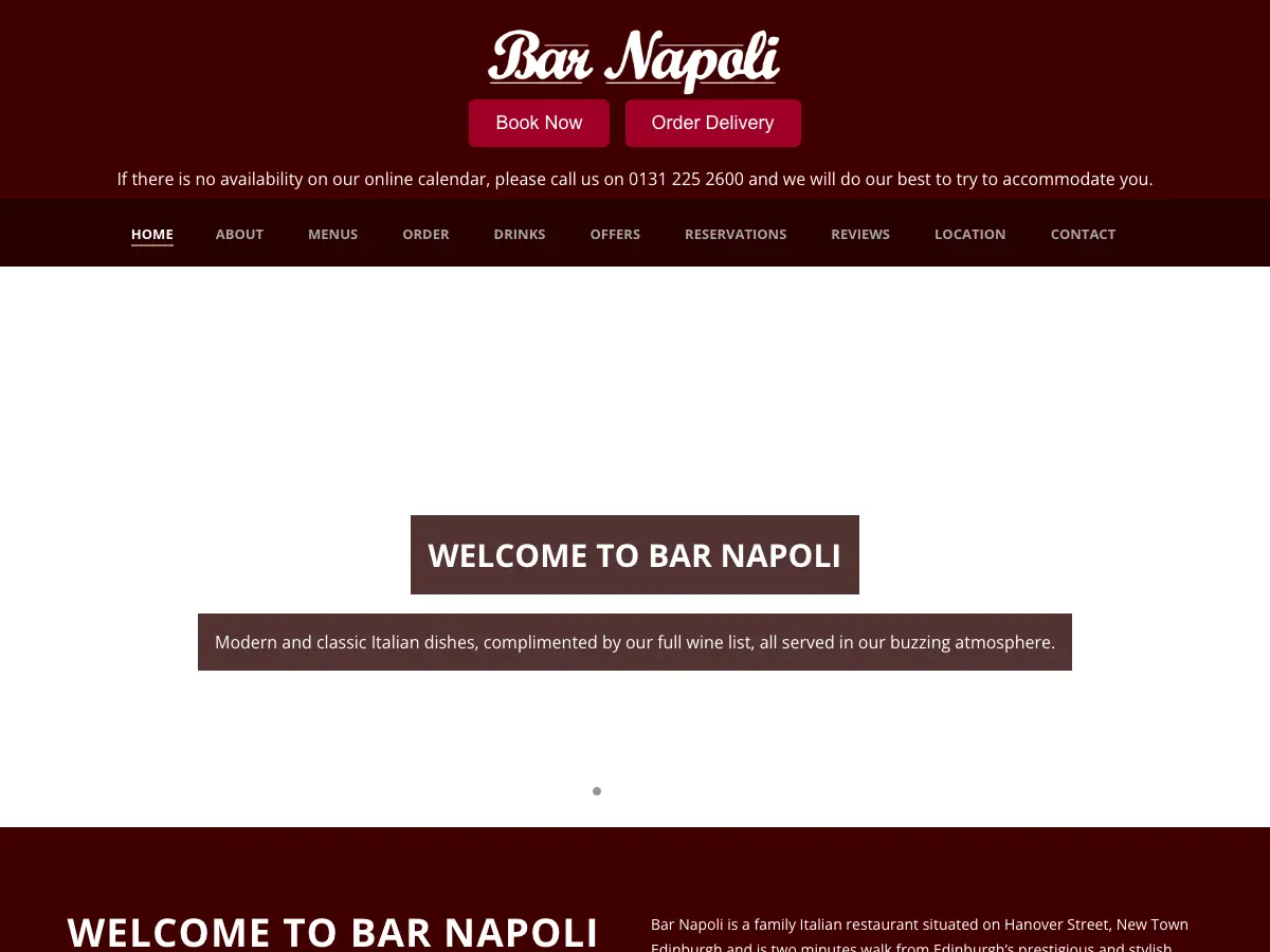 Bar Napoli's website