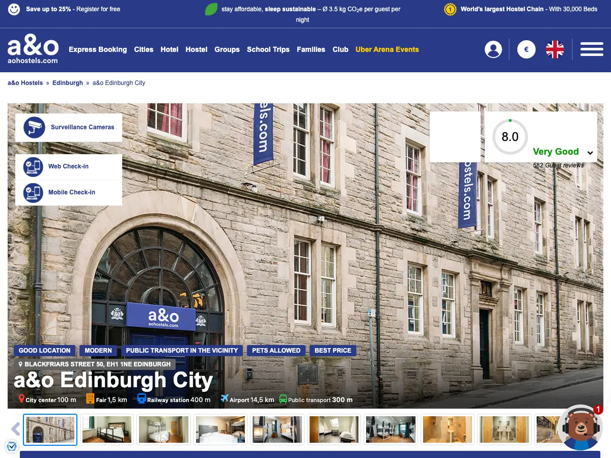 a&o Edinburgh's website