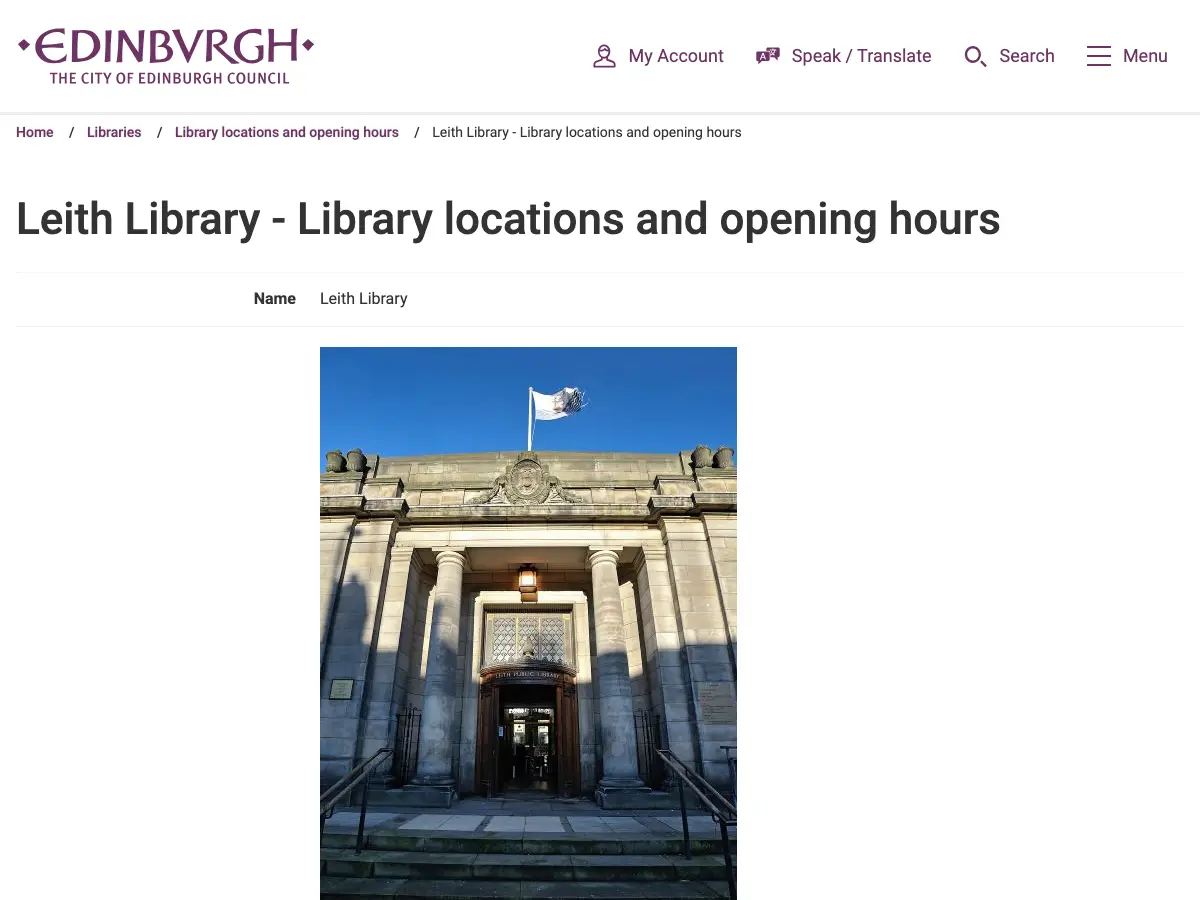 Leith Library's website