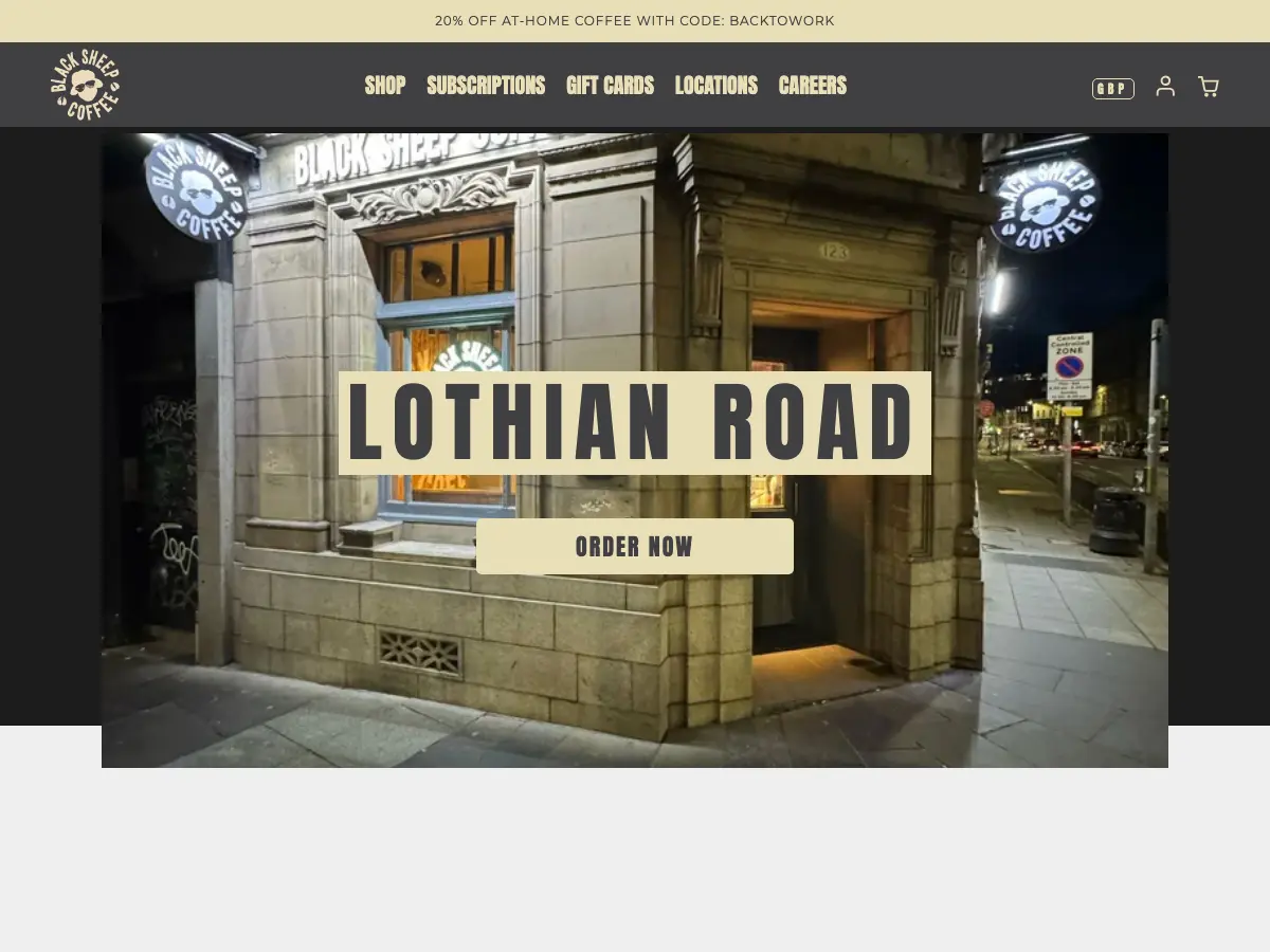 Black Sheep Coffee's website