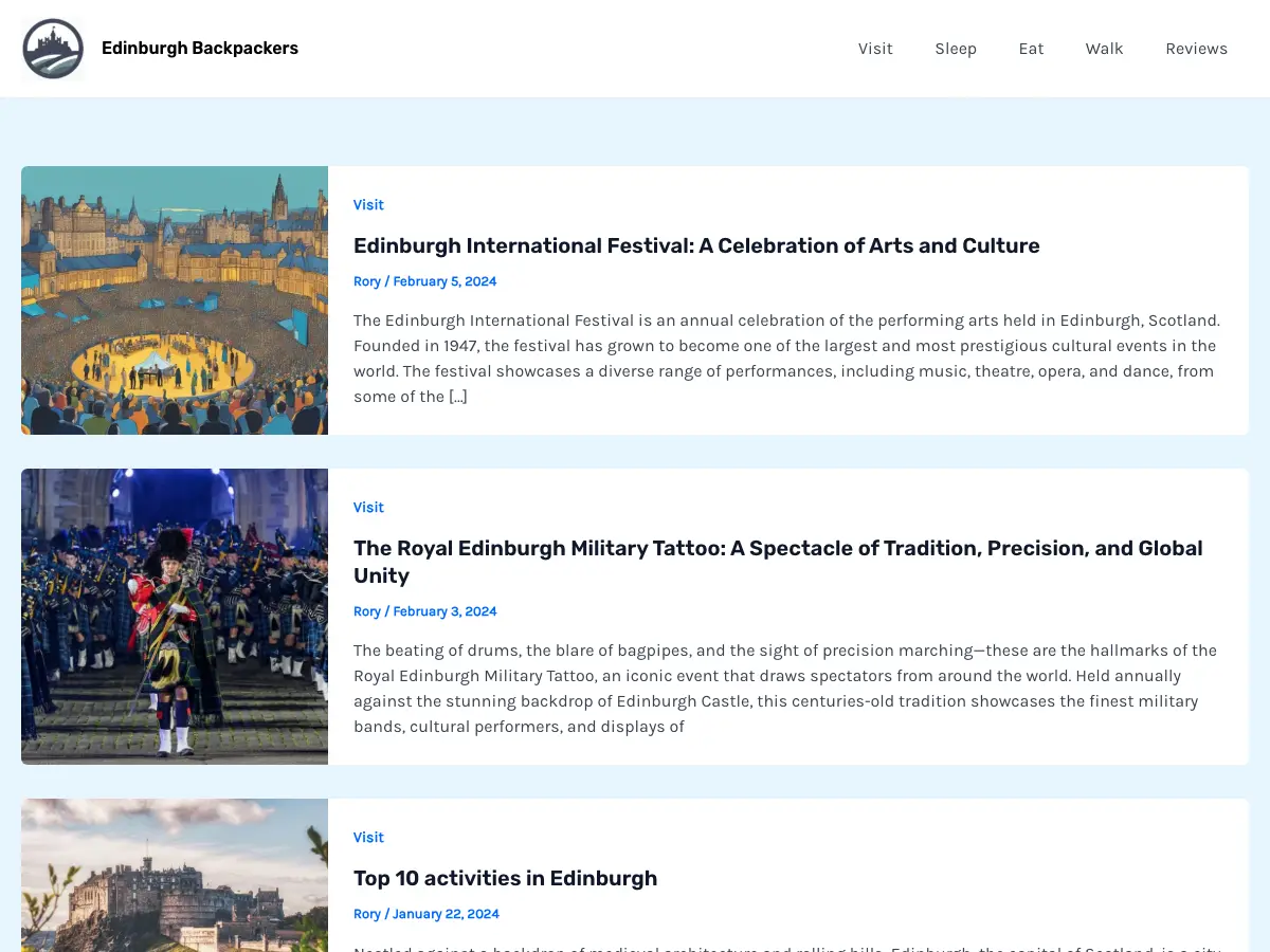 Princes Street Hostel's website