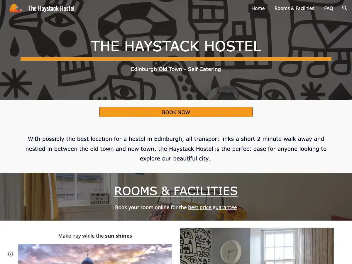 Haystack Hostel's website