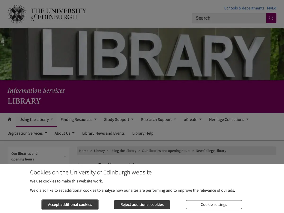 New College Library's website