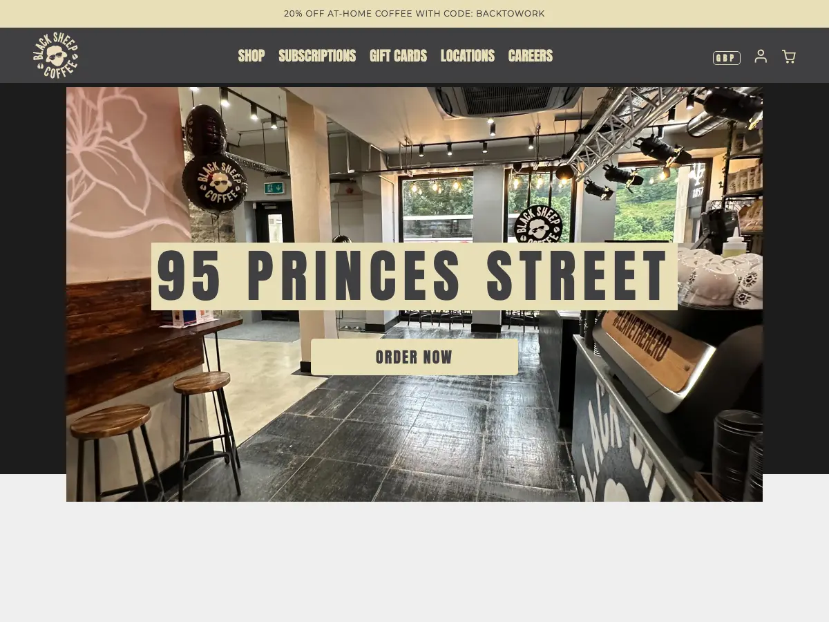 Black Sheep Coffee's website