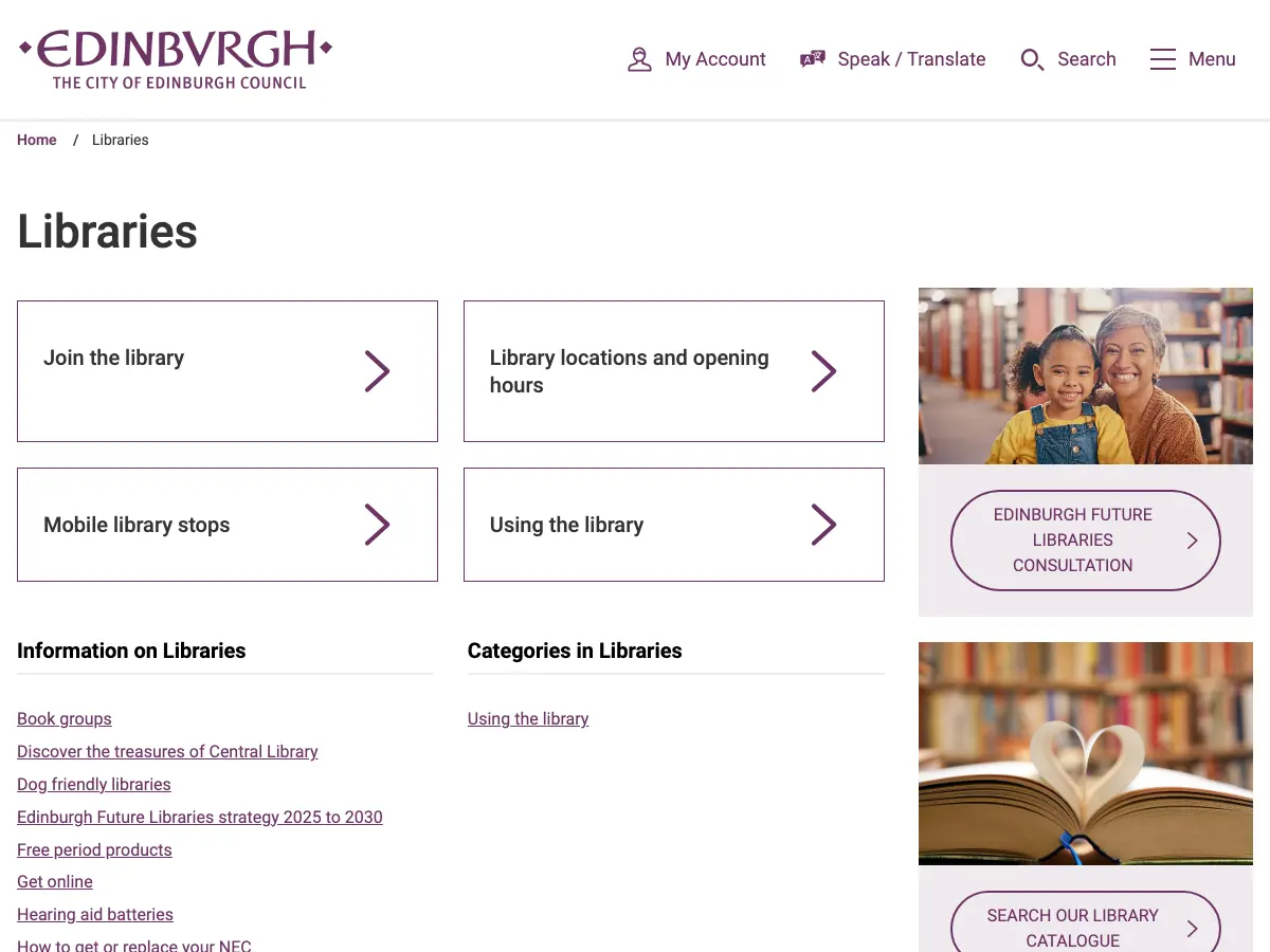 Piershill Library's website