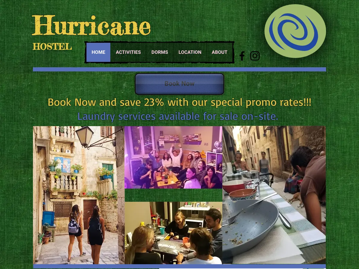 Hurricane Hostel's website