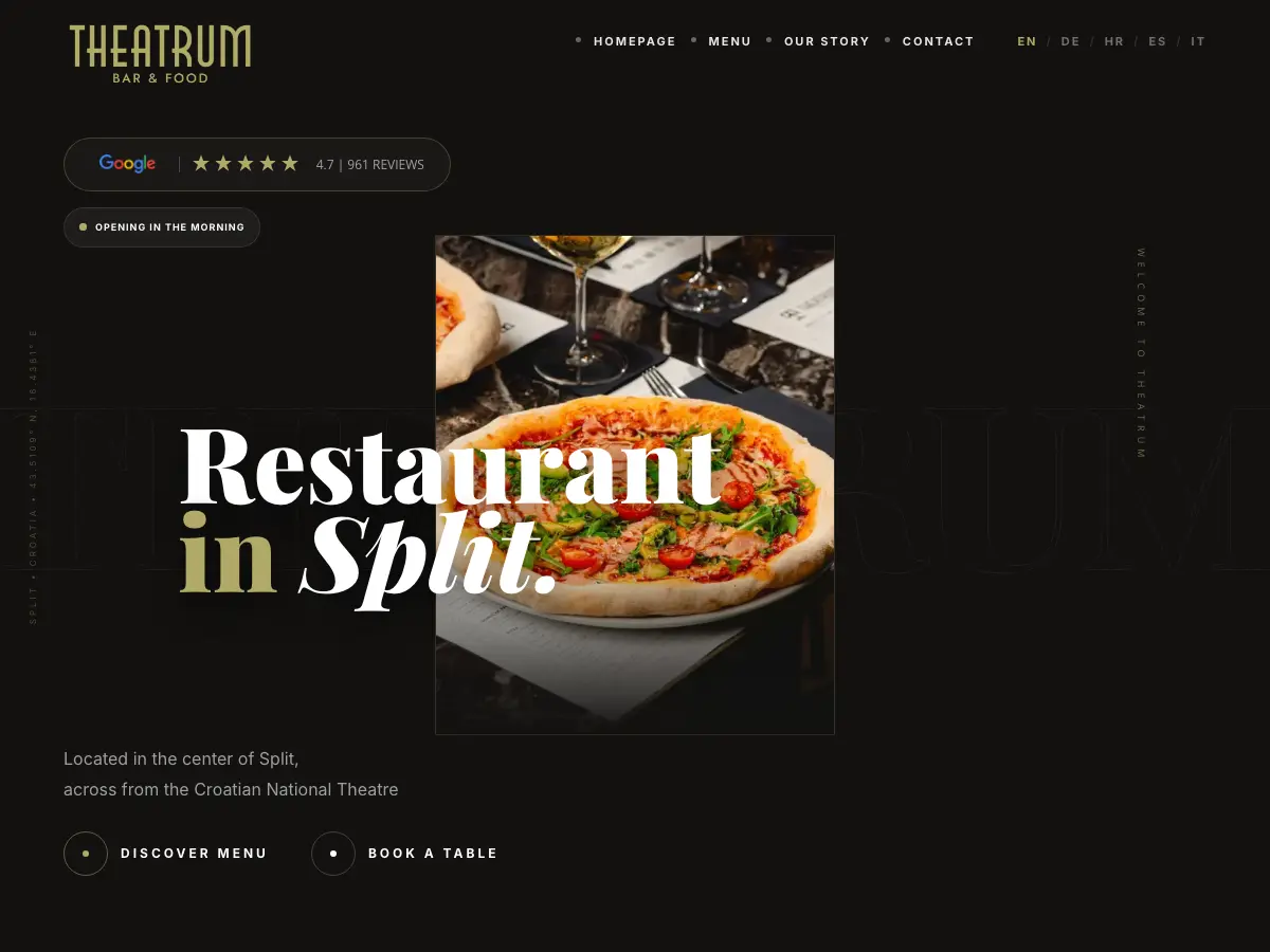 Theatrum Bar & Food's website
