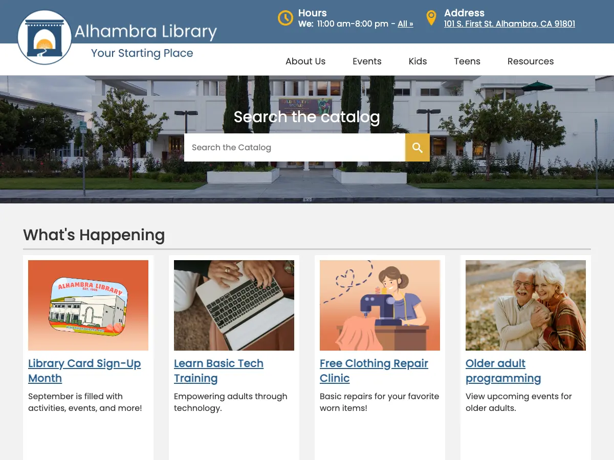 Alhambra Civic Center Library's website