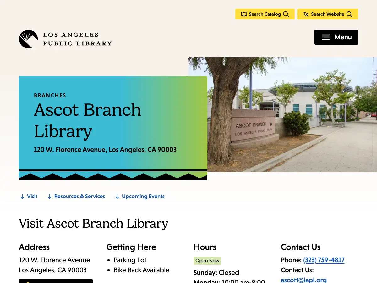 Ascot Branch Library's website