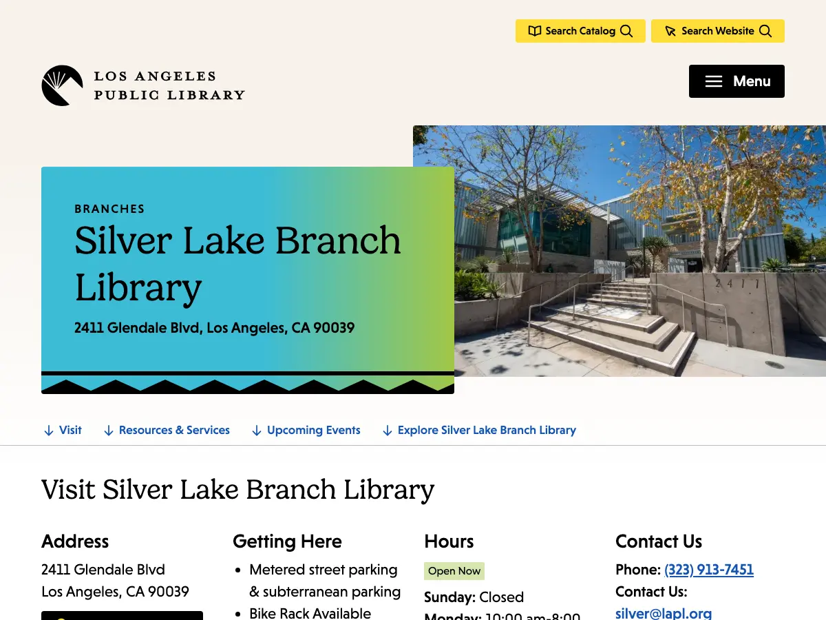 Silver Lake Branch Library's website