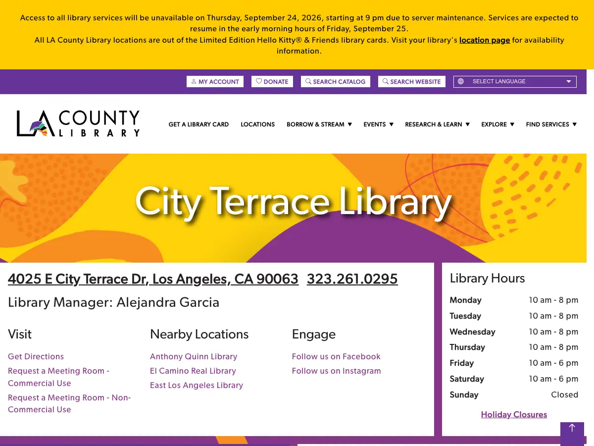 City Terrace Library's website