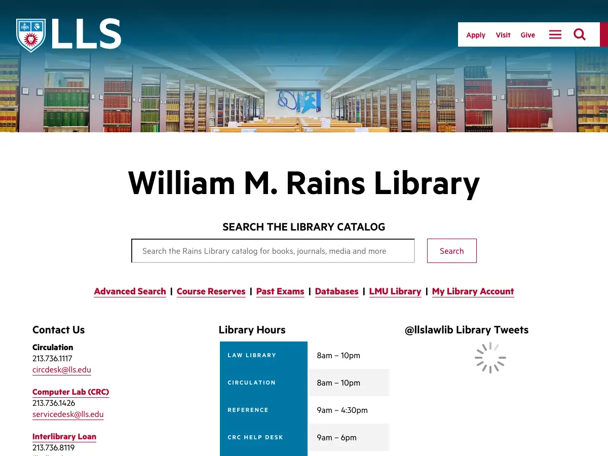 William M Rains Law Library's website