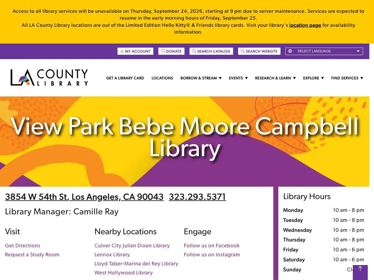 View Park Library's website