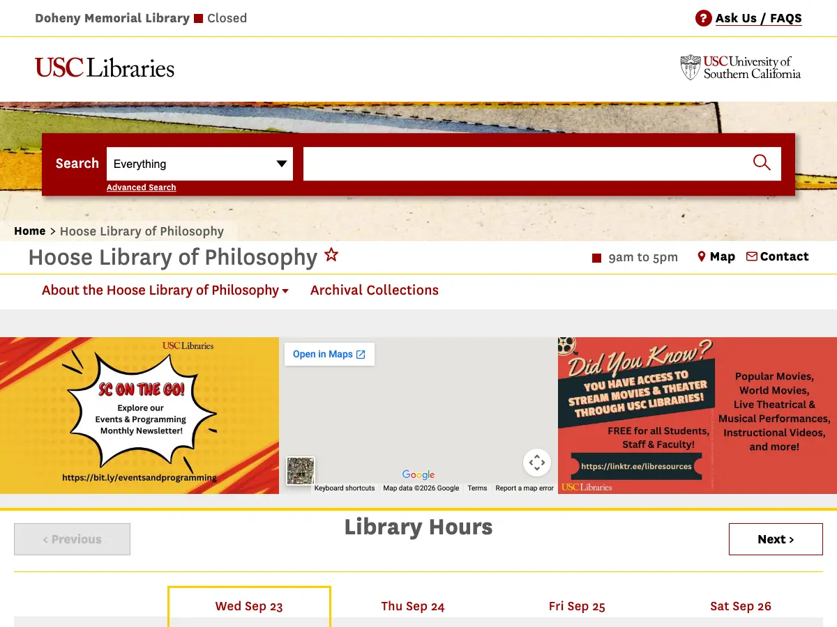 Hoose Library of Philosophy's website