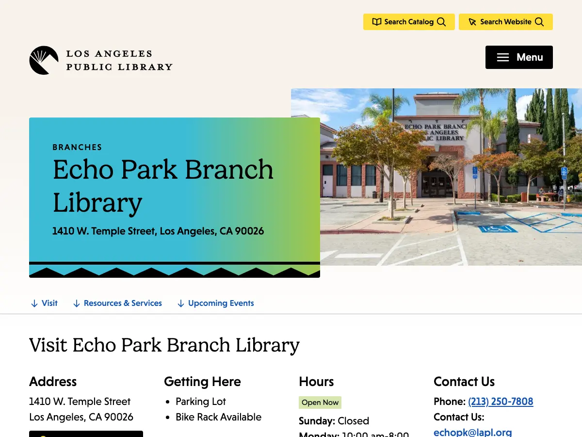 Echo Park Branch Library's website