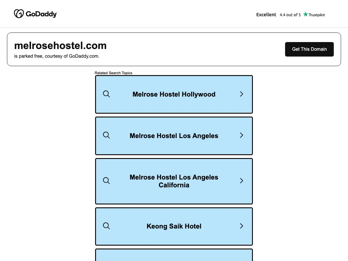 Melrose Hostel's website