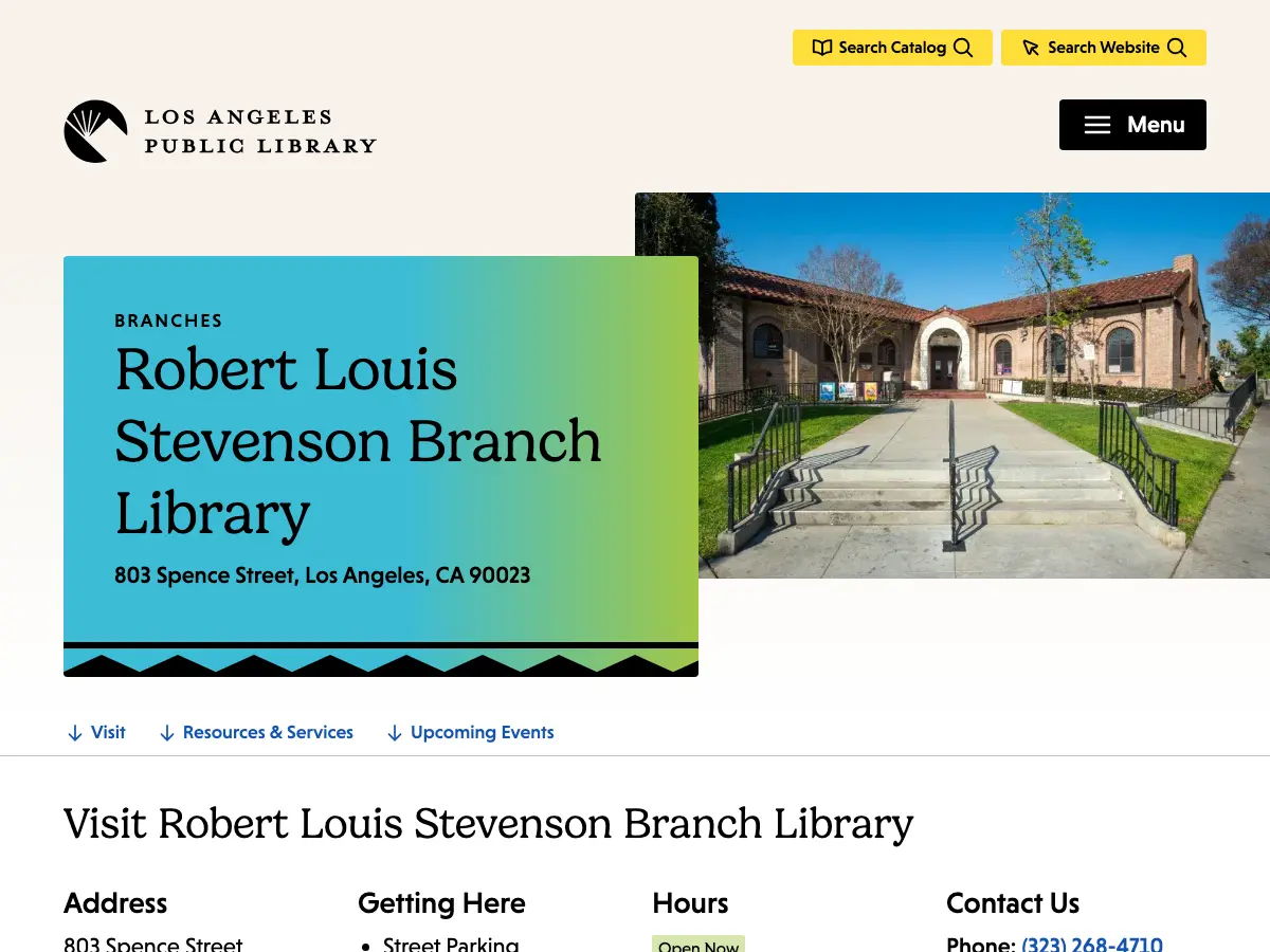 Robert Louis Stevenson Branch Library's website