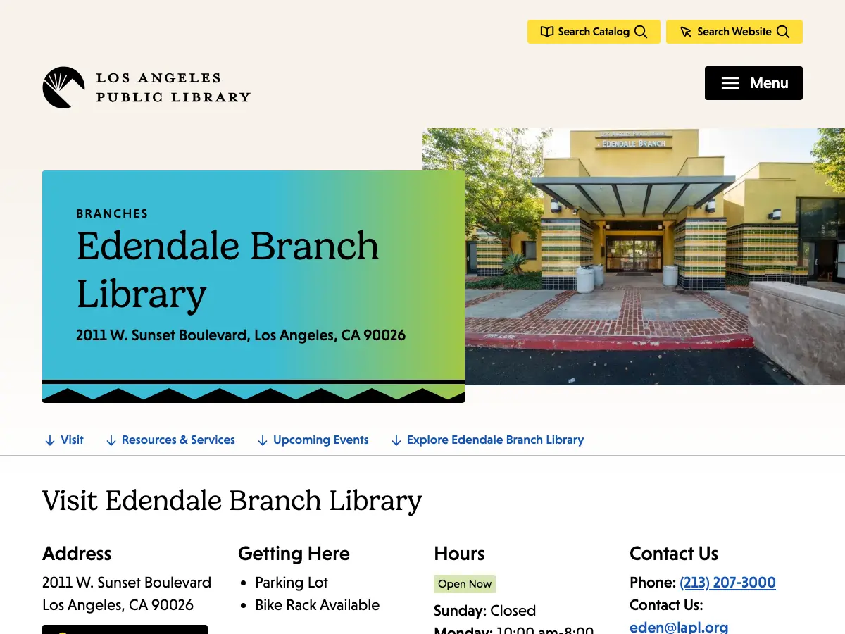 Edendale Branch Library's website