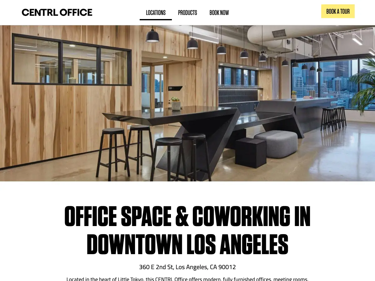 CENTRL Office Downtown Los Angeles's website