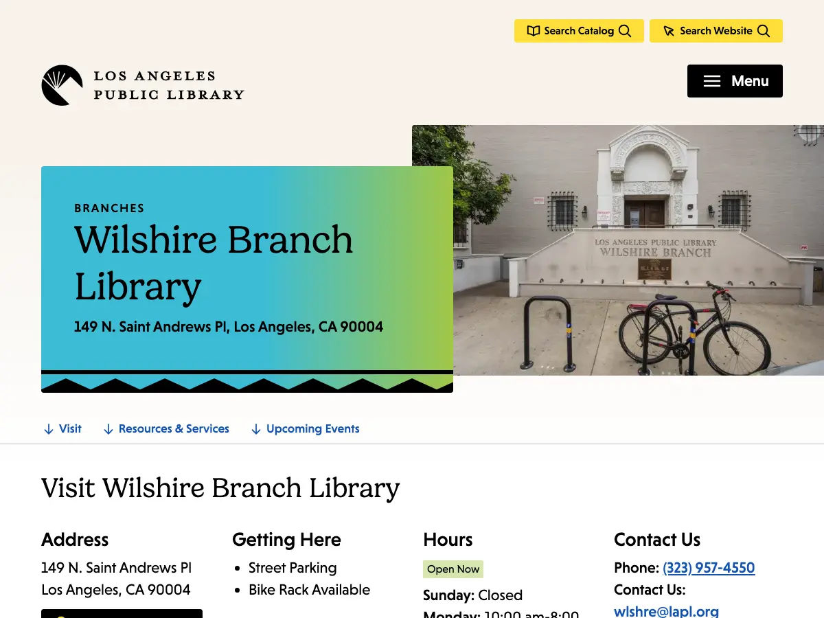 Wilshire Branch Library's website