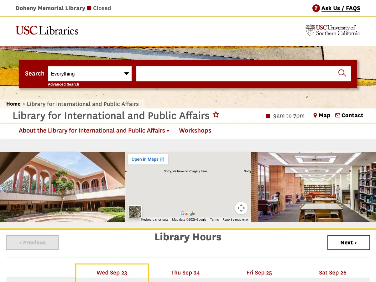 Library for International and Public Affairs's website