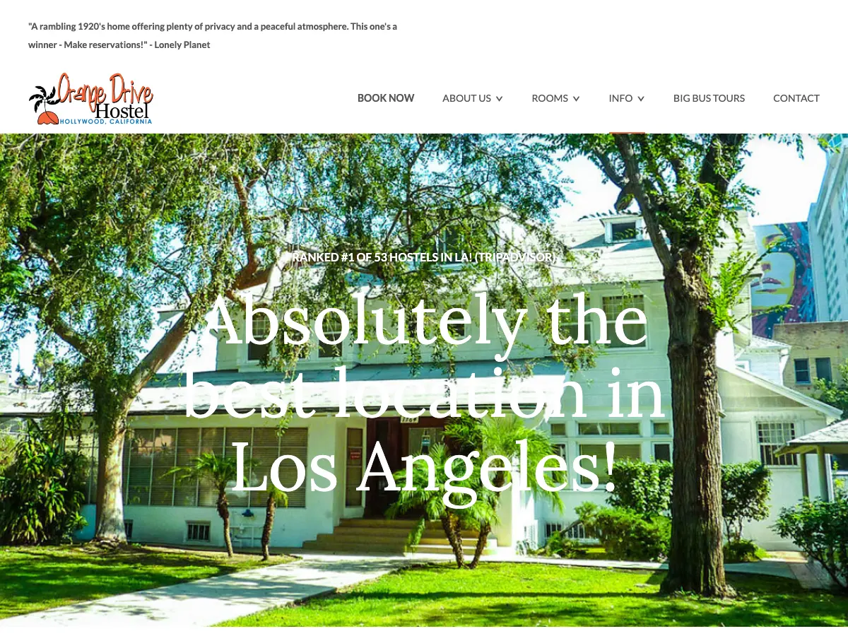 Orange Drive Hostel's website