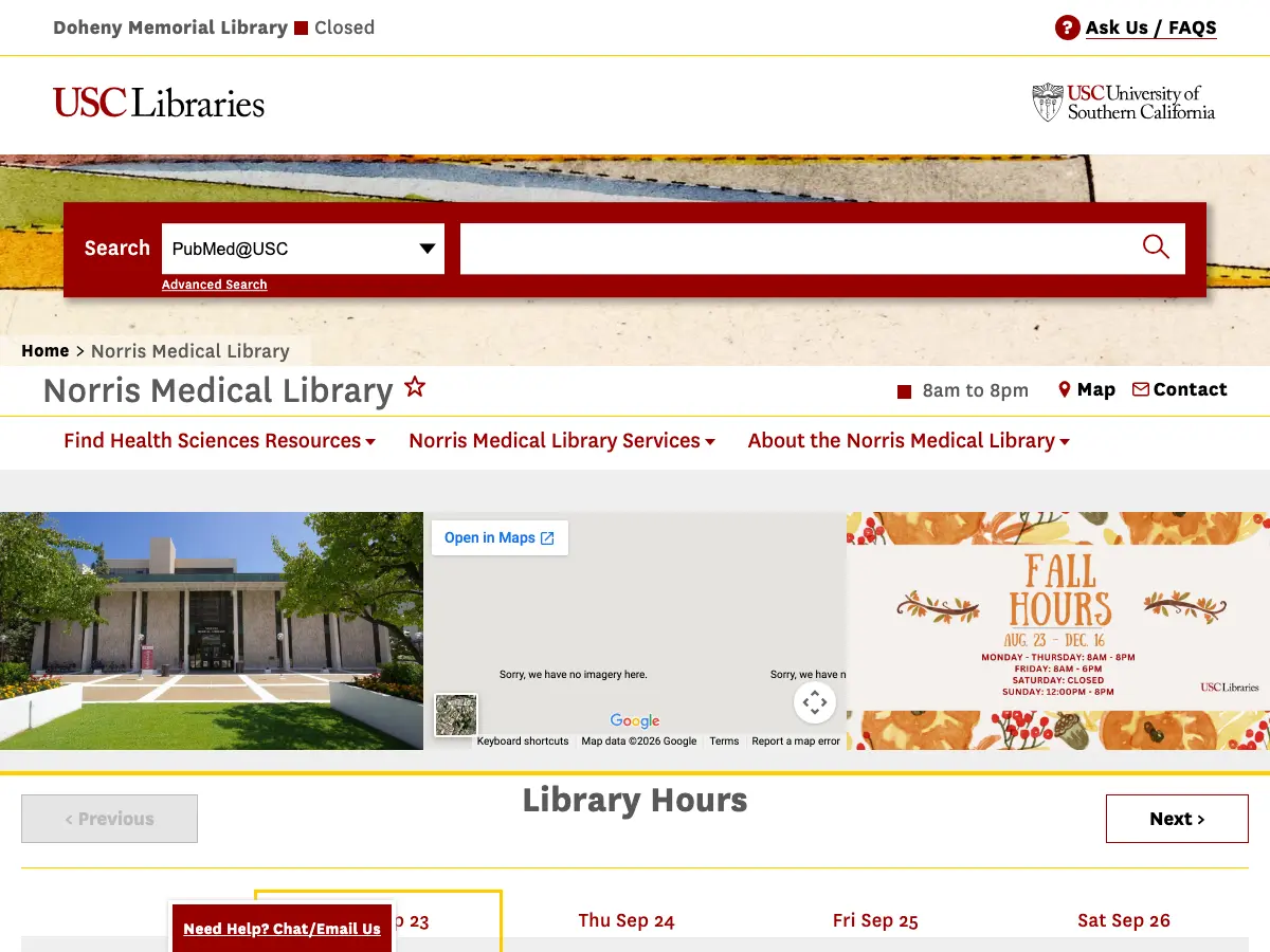 Norris Medical Library's website