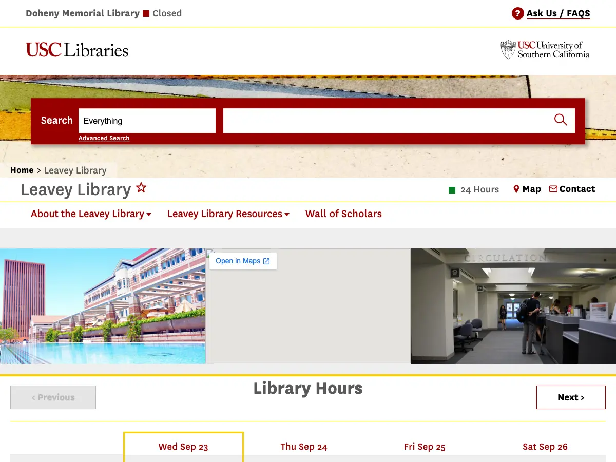 Leavey Library's website