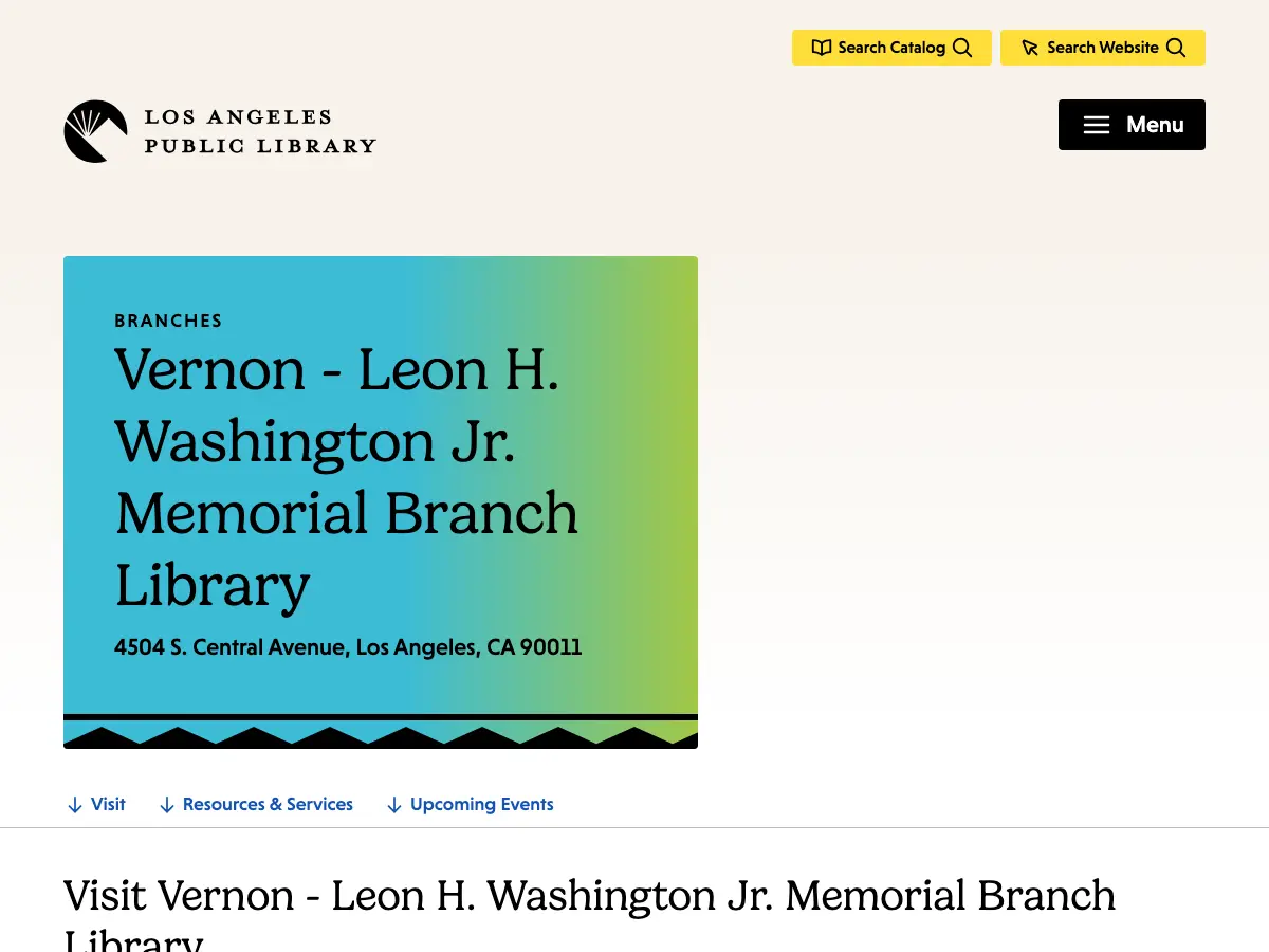 Vernon Branch - Los Angeles Public Library's website