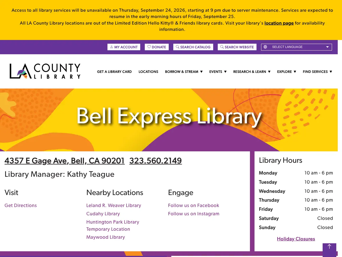 Bell Library's website