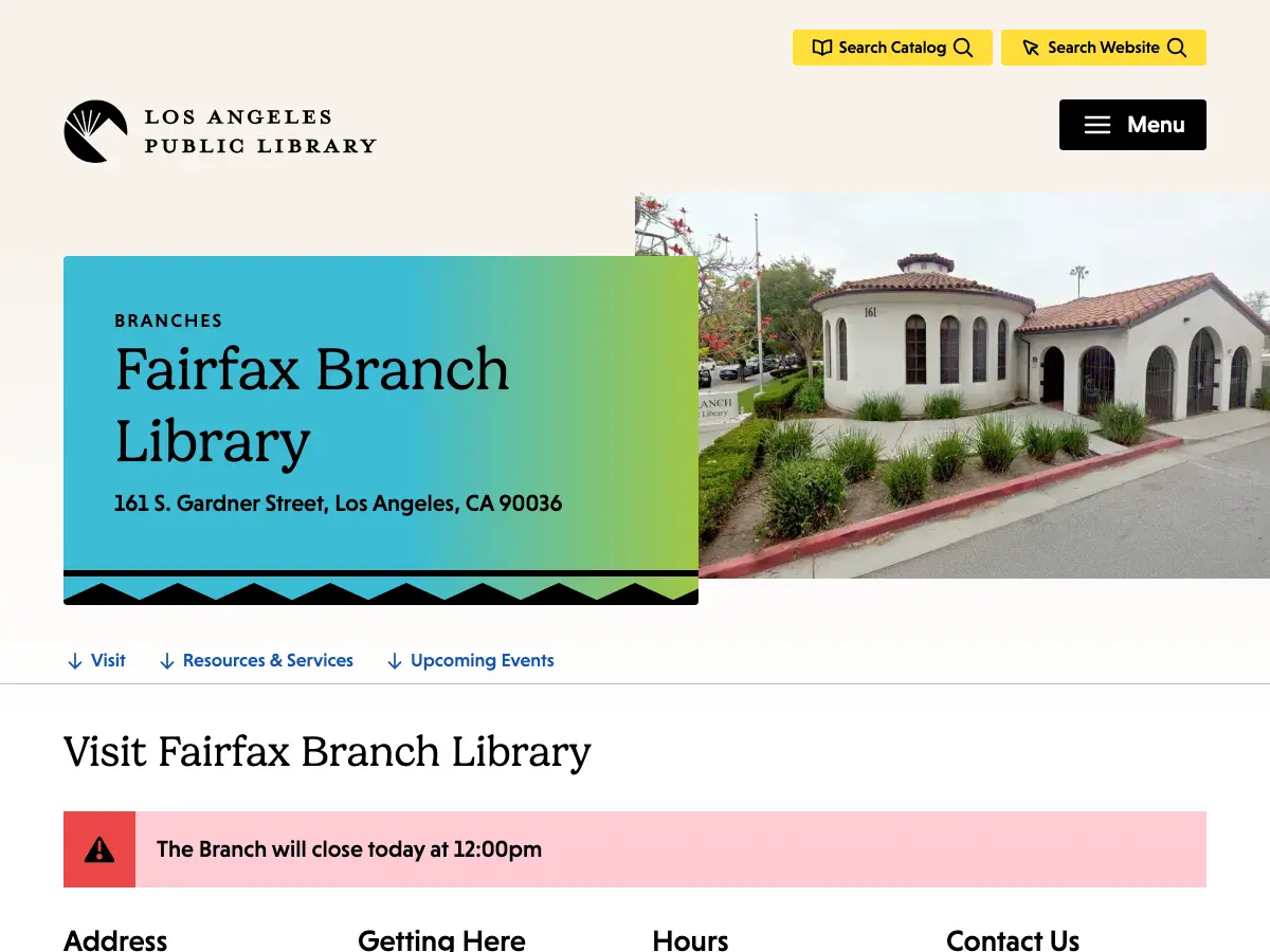 Fairfax Branch Library's website