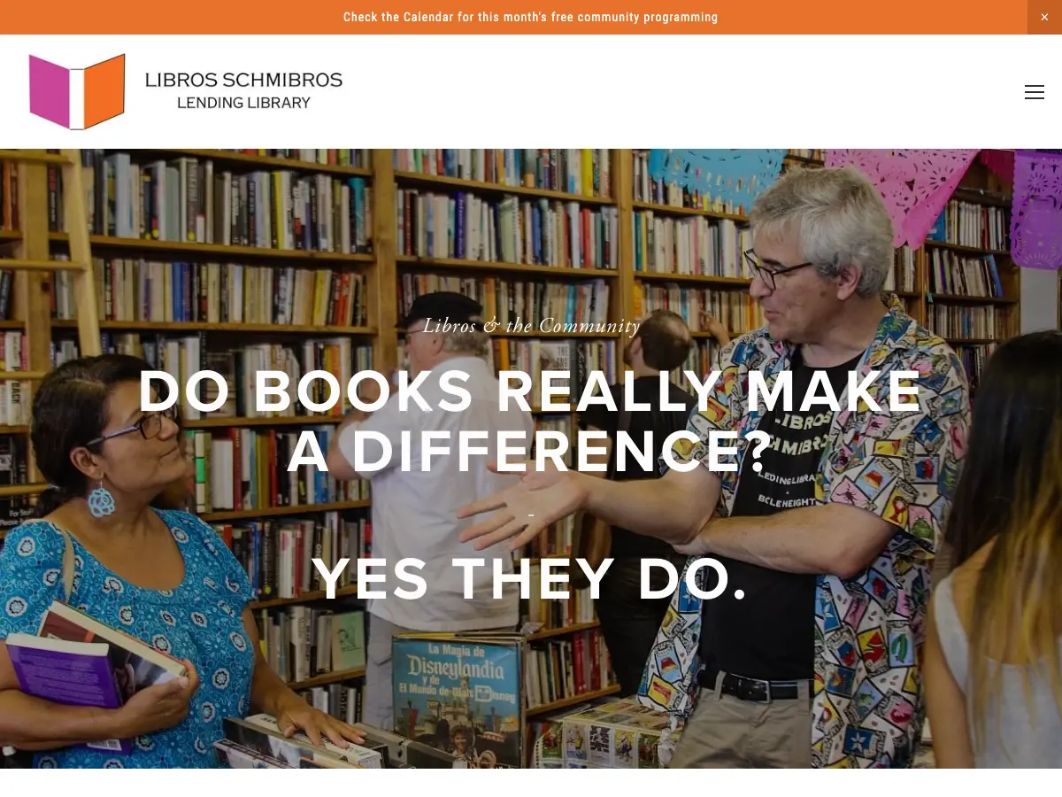 Libros Schmibros Lending Library's website