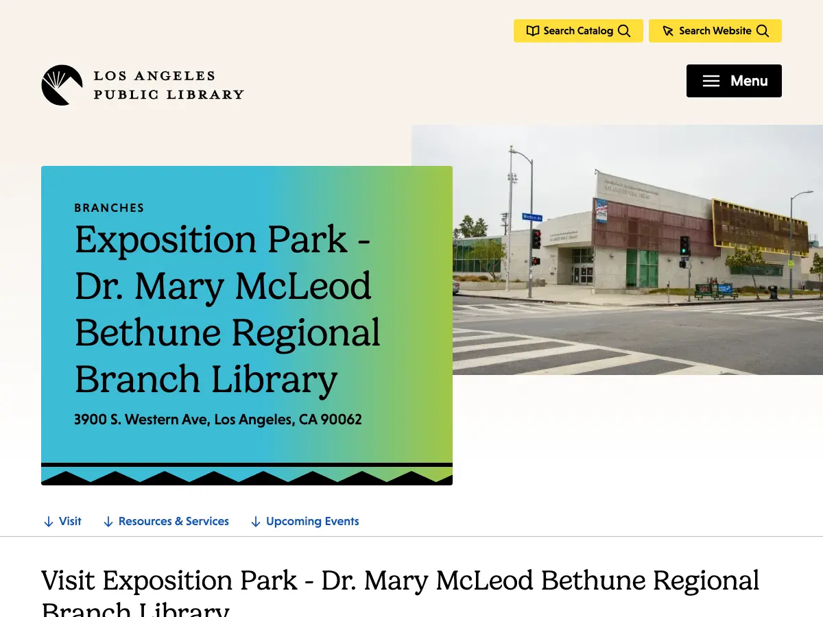Exposition Park Regional Library - Los Angeles Public Library's website