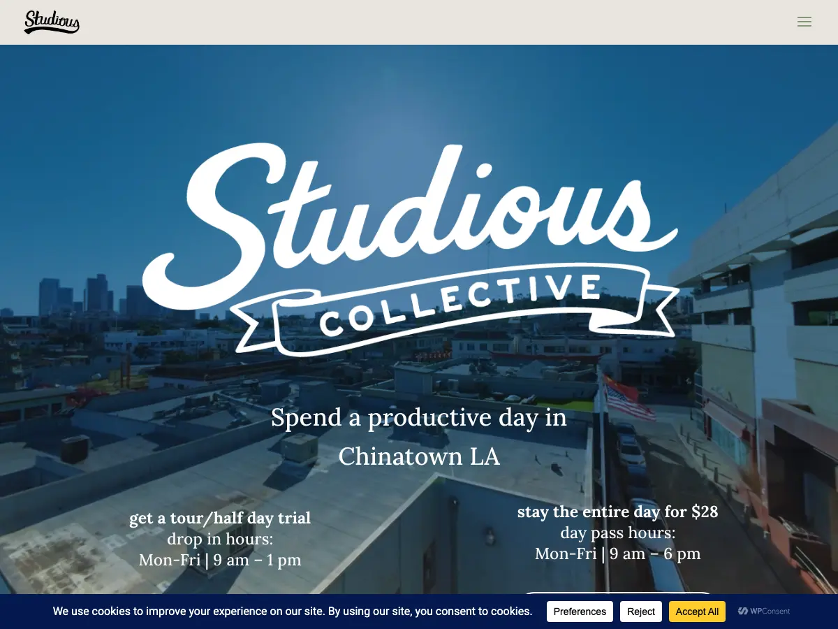 Studious Coworking Space's website