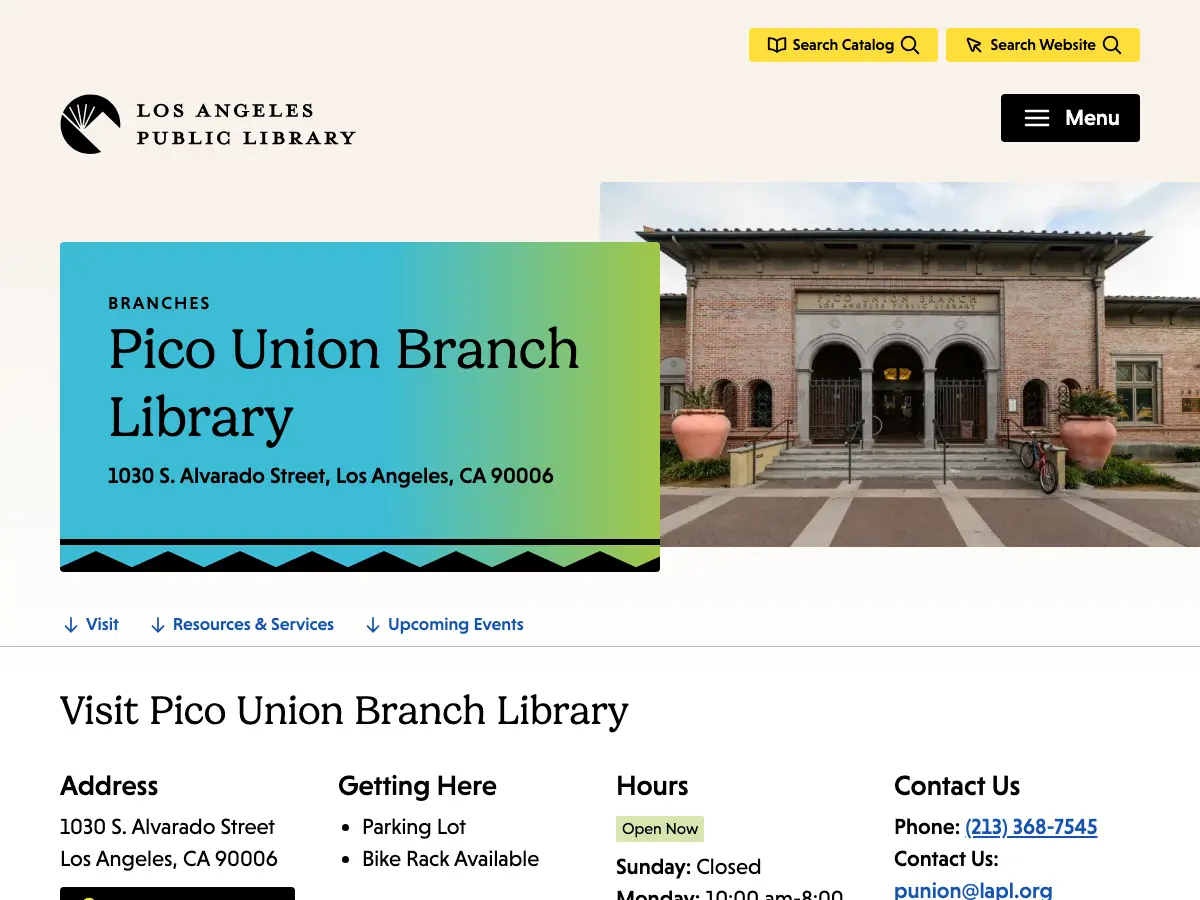 Pico Union Friends of the Library's website