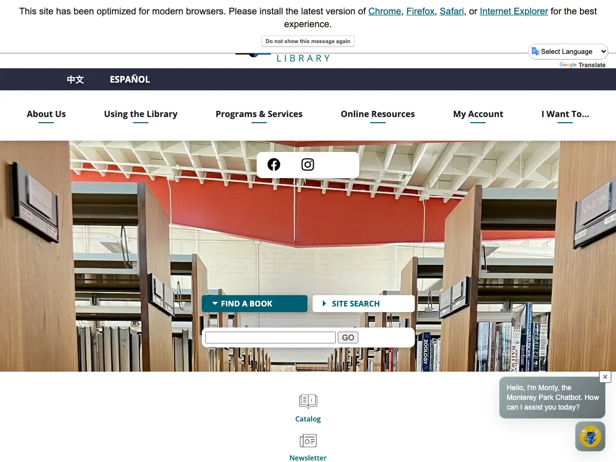 Monterey Park Bruggemeyer Library's website
