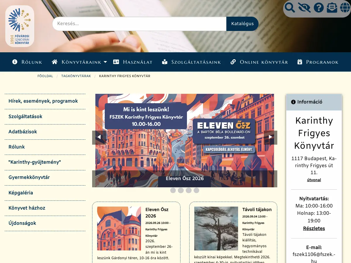 Karinthy Frigyes Könyvtár's website
