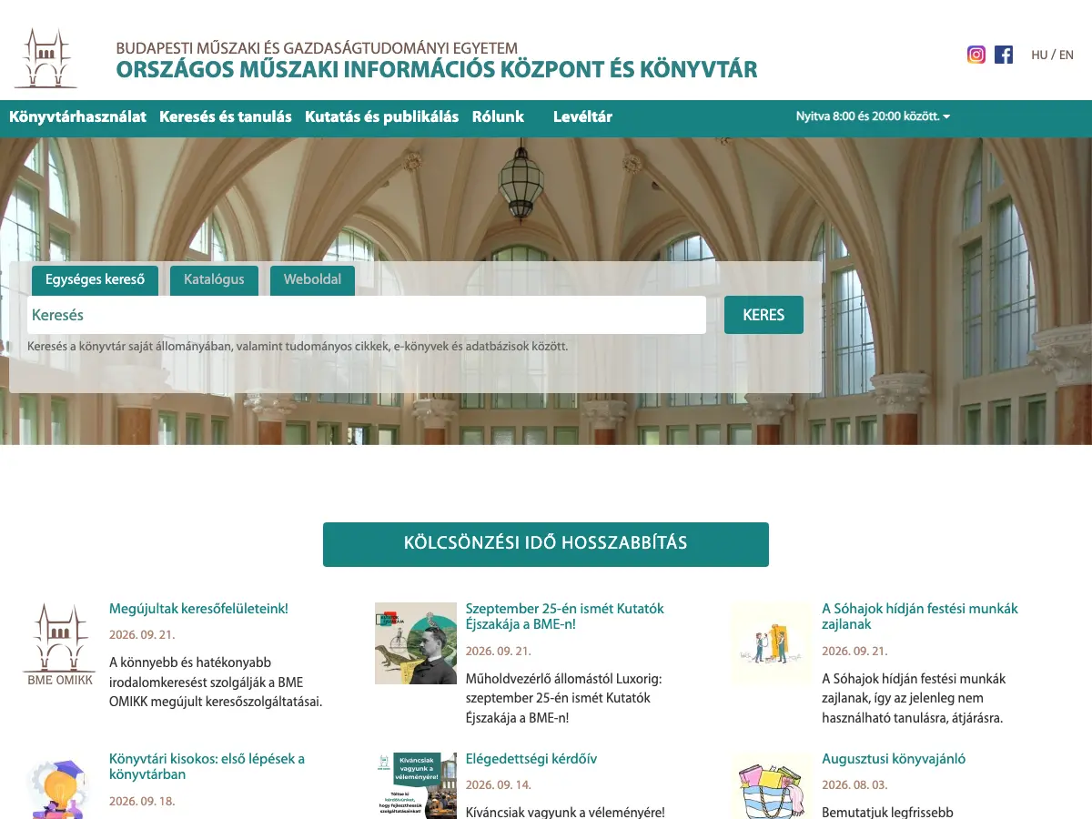 Országos Műszaki Információs Központ és Könyvtár's website