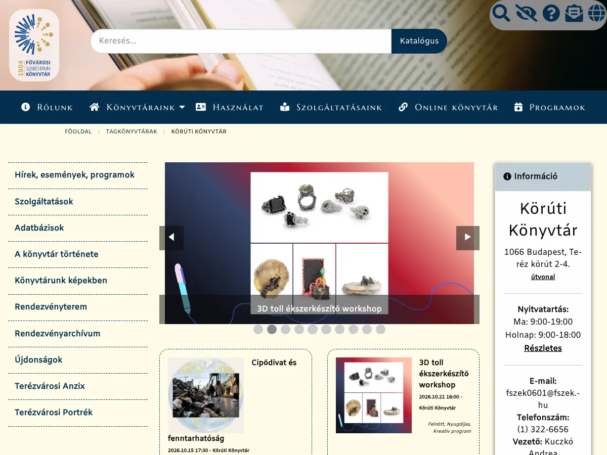 Körúti Könyvtár's website