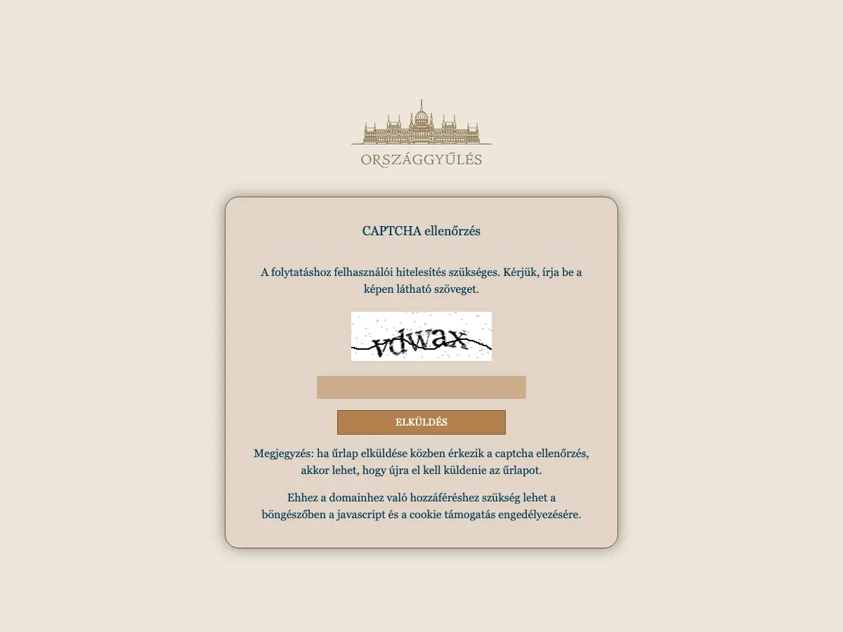 Országgyűlési Könyvtár's website