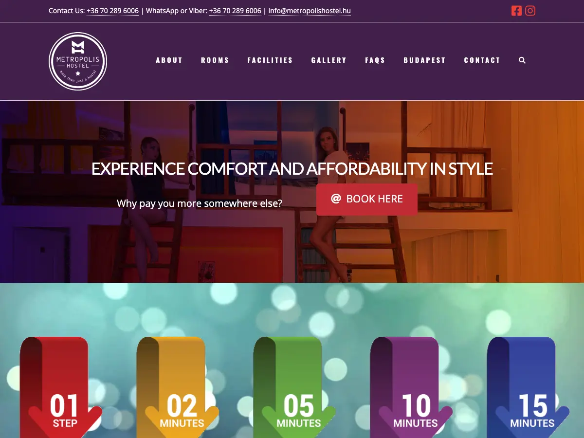 Metropolis Hostel's website