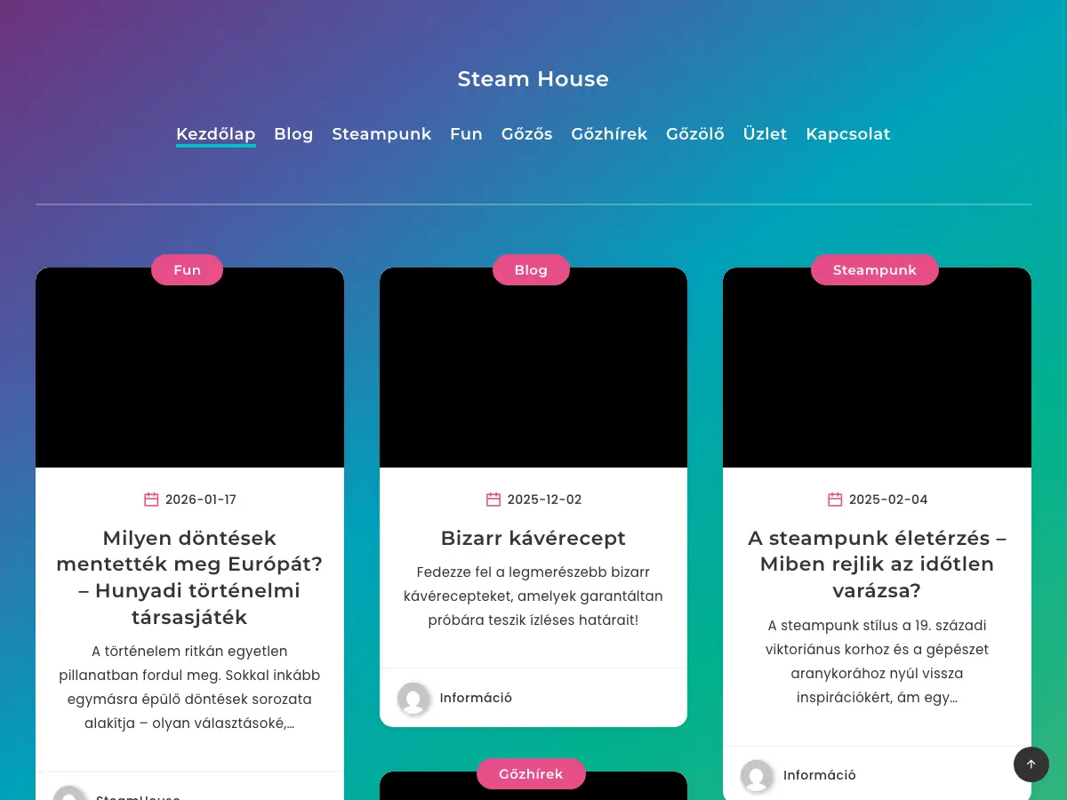 Steamhouse Cafe's website