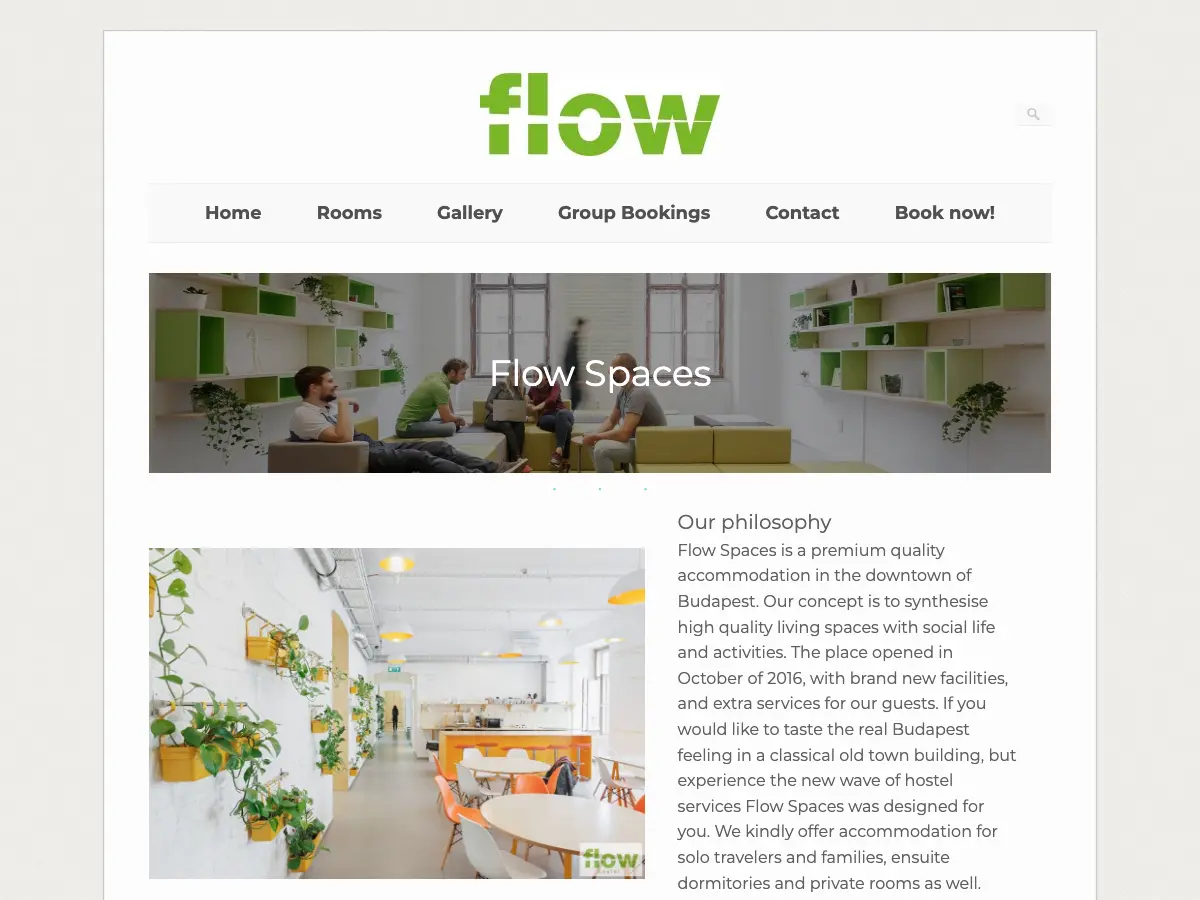 Flow Hostel's website