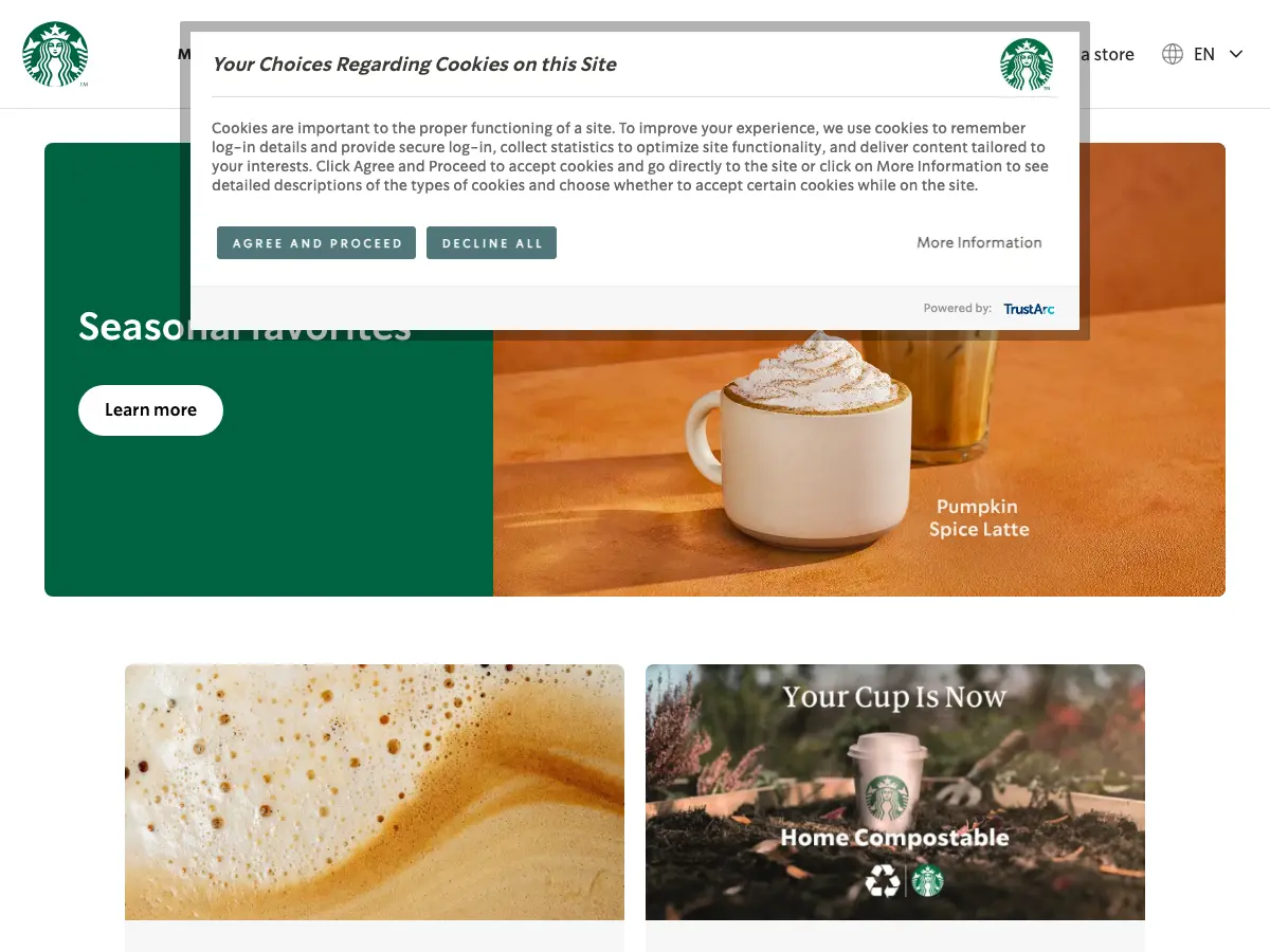 Starbucks's website
