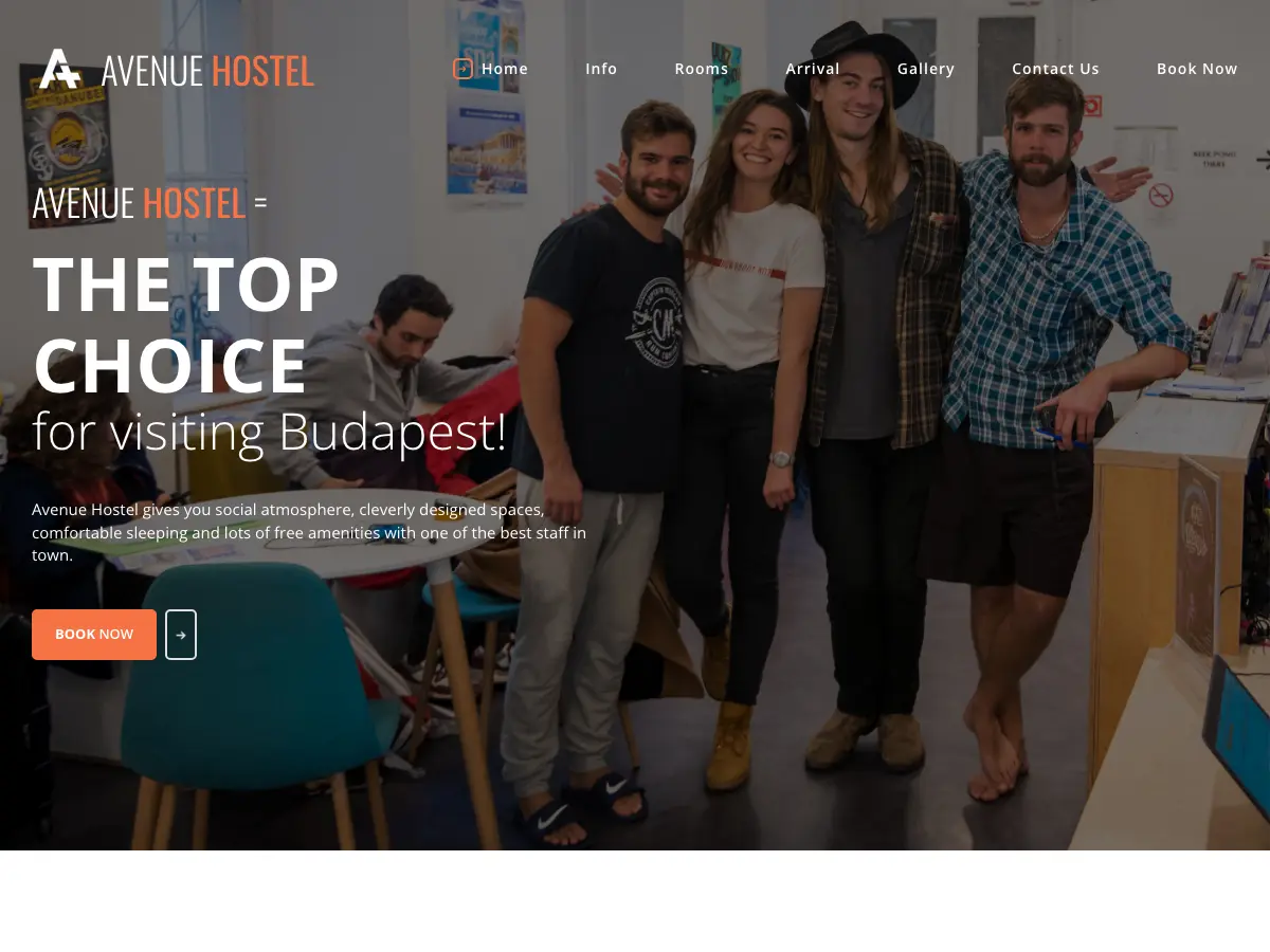 Avenue Hostel's website