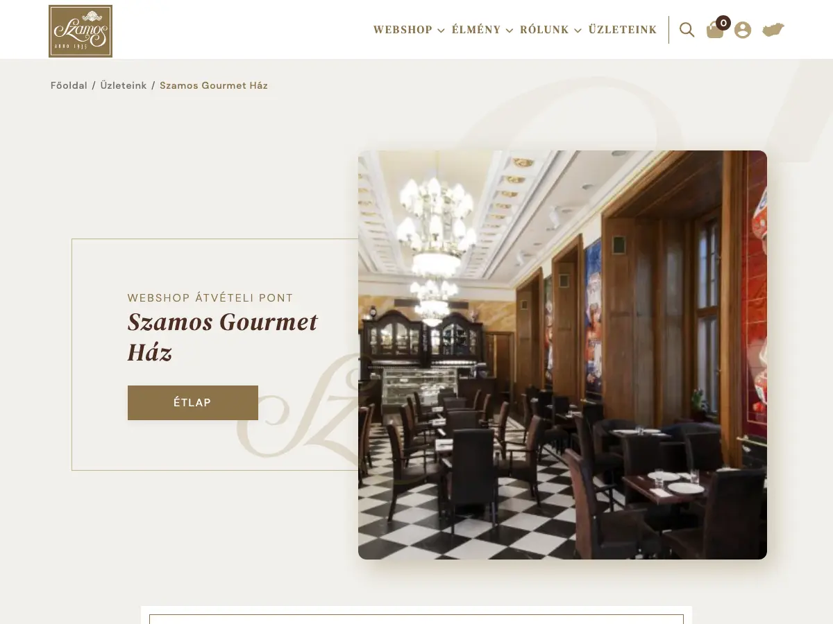 Szamos Gourmet Ház's website