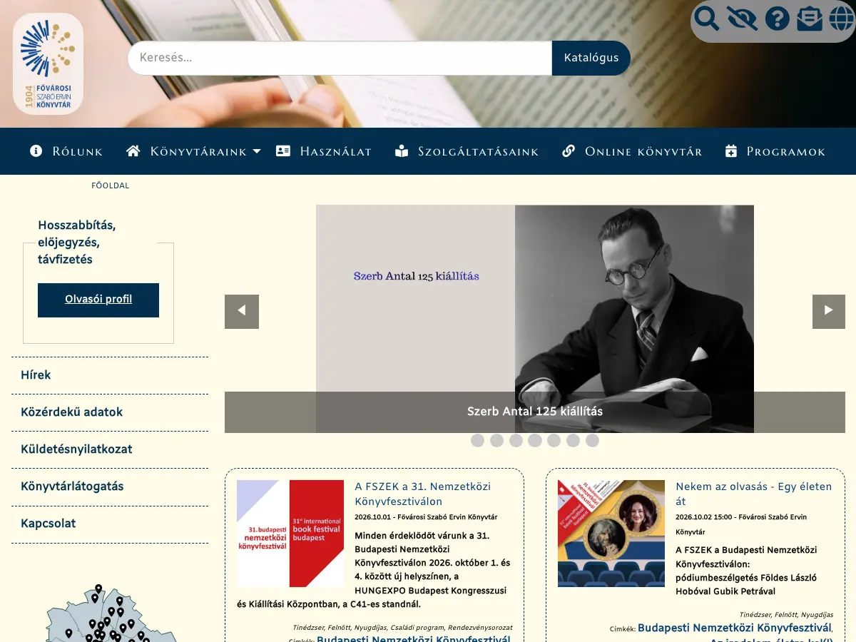 Szabó Ervin könyvtár's website
